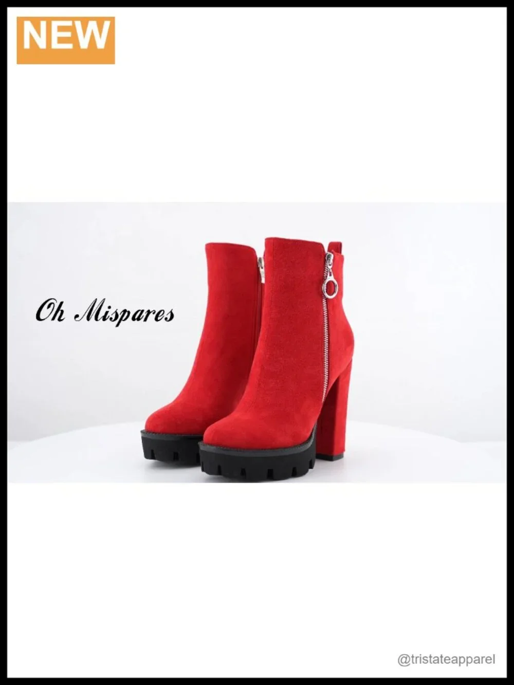 Suede Platform Ankle Boots Chunky Heel Lug Sole Zippered Booties